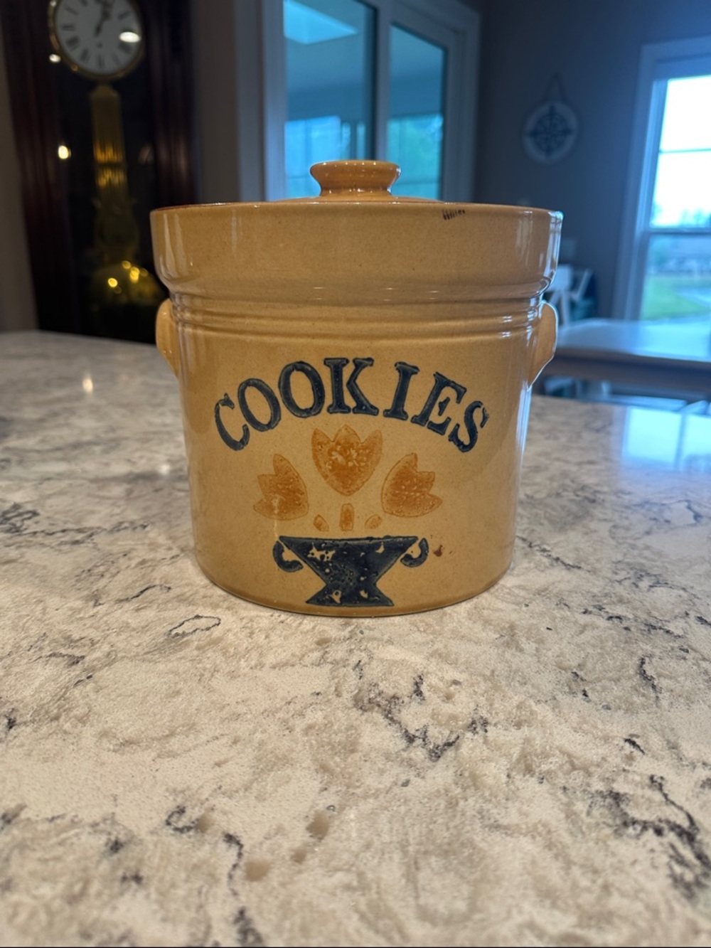 Vintage Pfaltzgraff “Hometown Quilt” Stoneware Cookie Jar - discontinued in 1989